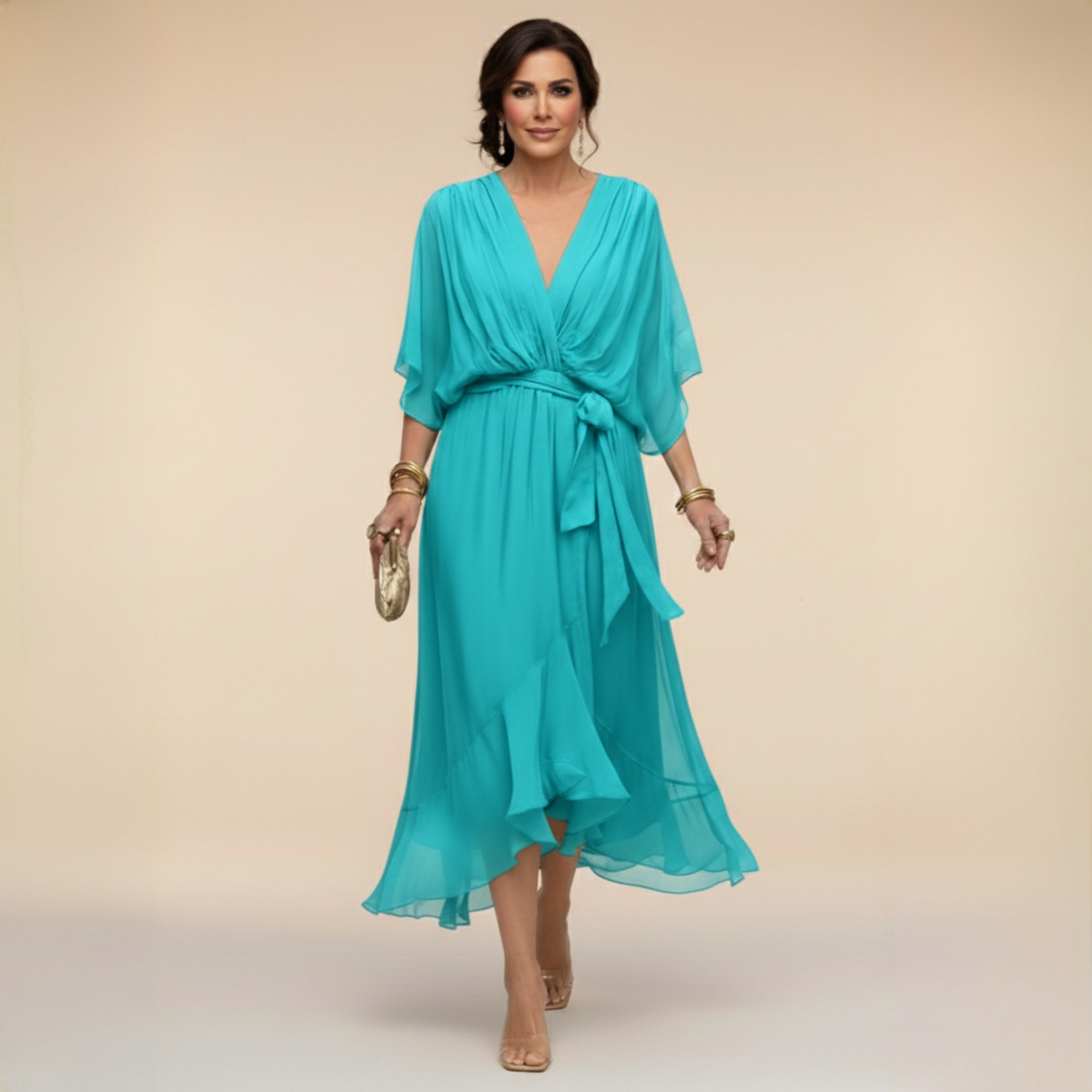 MARTA | Chiffon Dress with Heart-Shaped Neckline