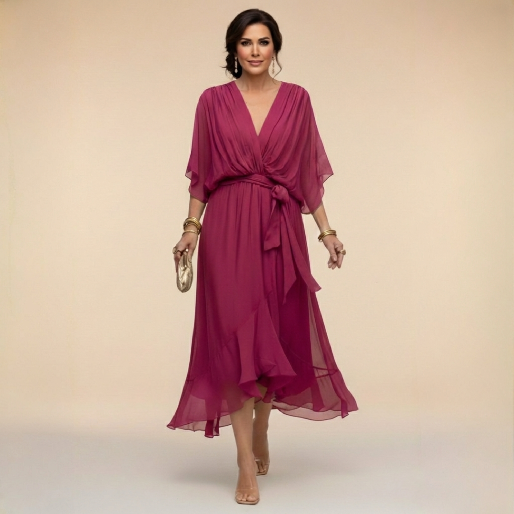 MARTA | Chiffon Dress with Heart-Shaped Neckline