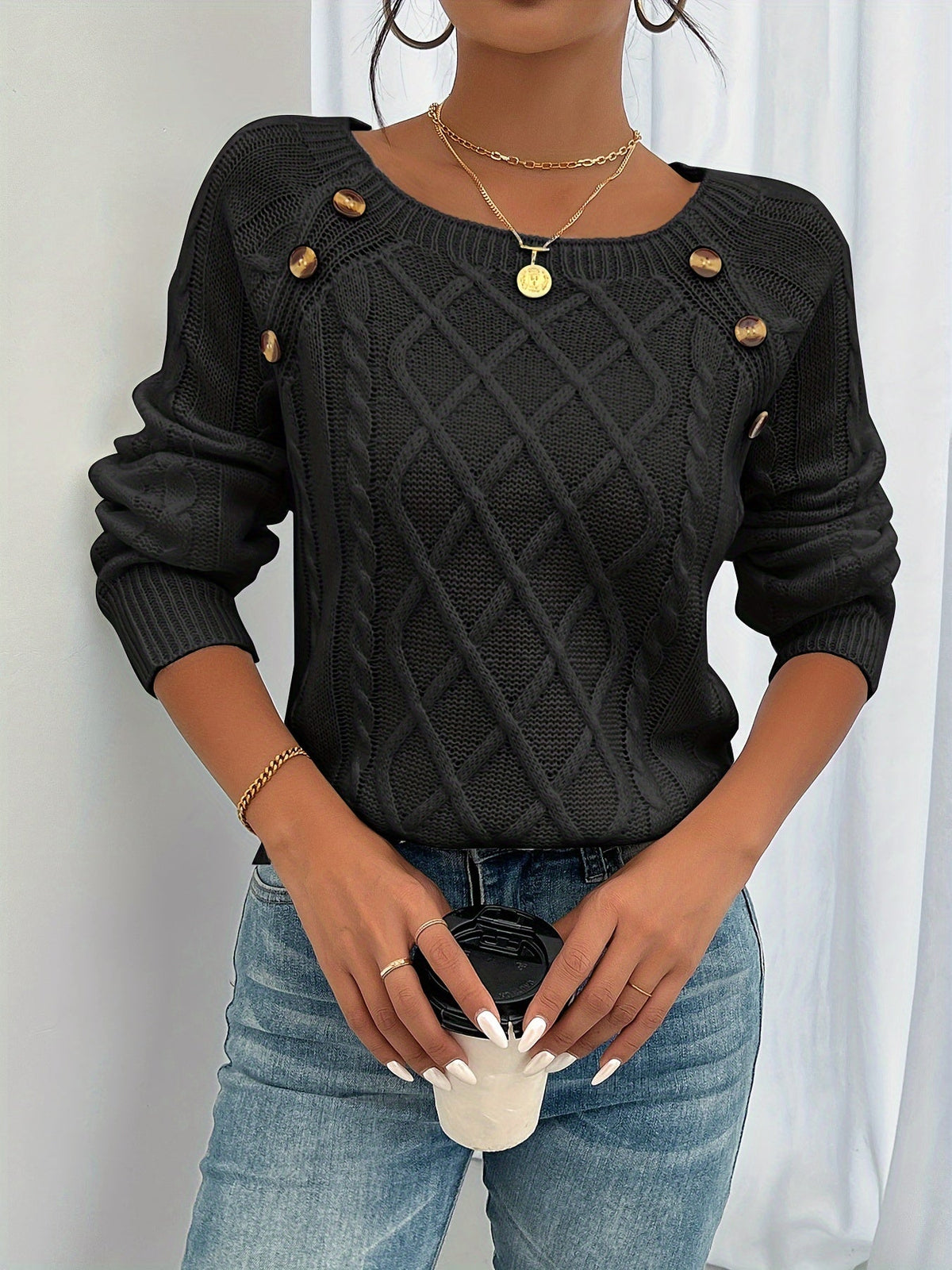 Varsovia Atelier | PULL TEKSTUROWANA Z GUZIKAMI