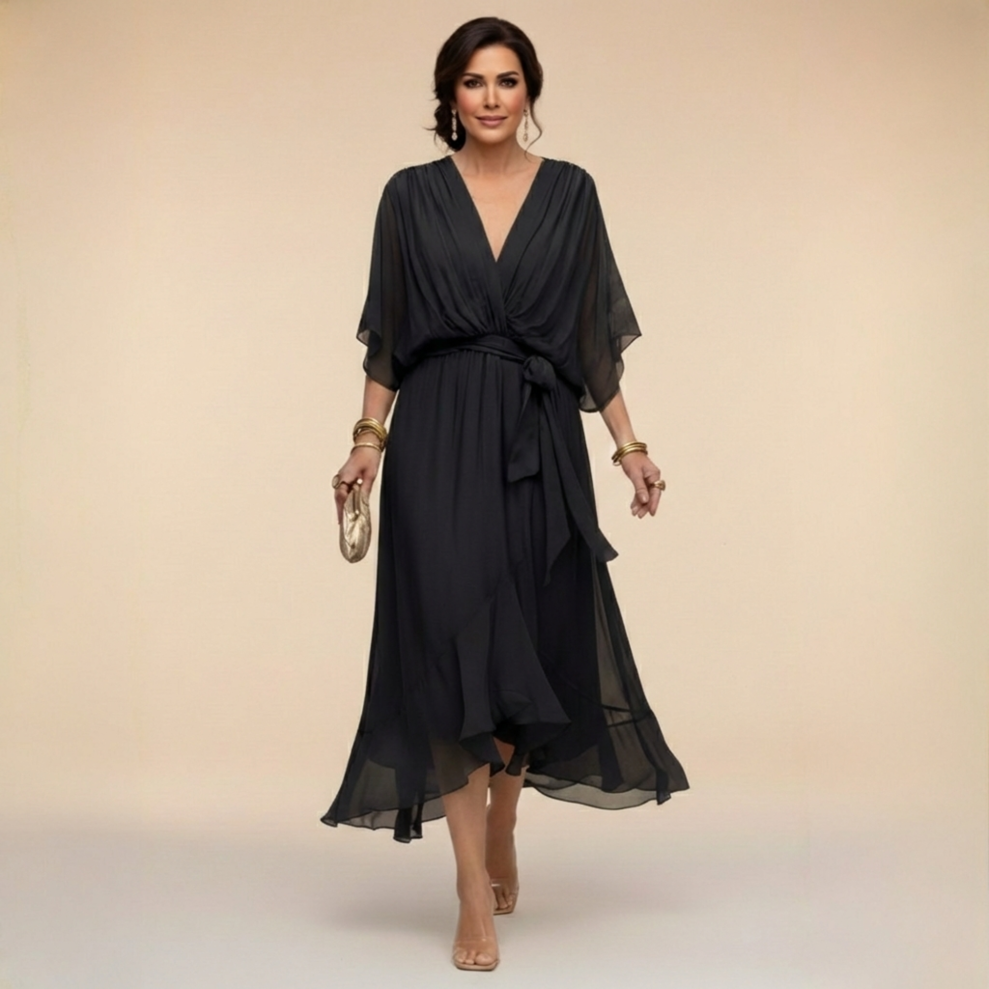 MARTA | Chiffon Dress with Heart-Shaped Neckline