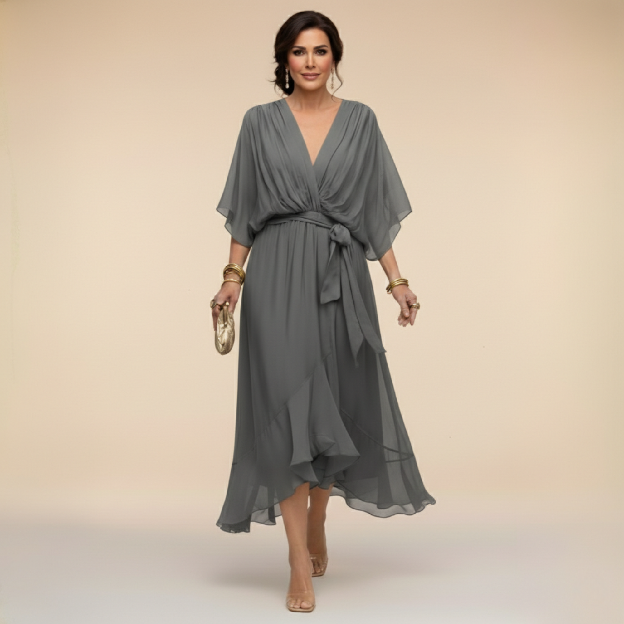 MARTA | Chiffon Dress with Heart-Shaped Neckline