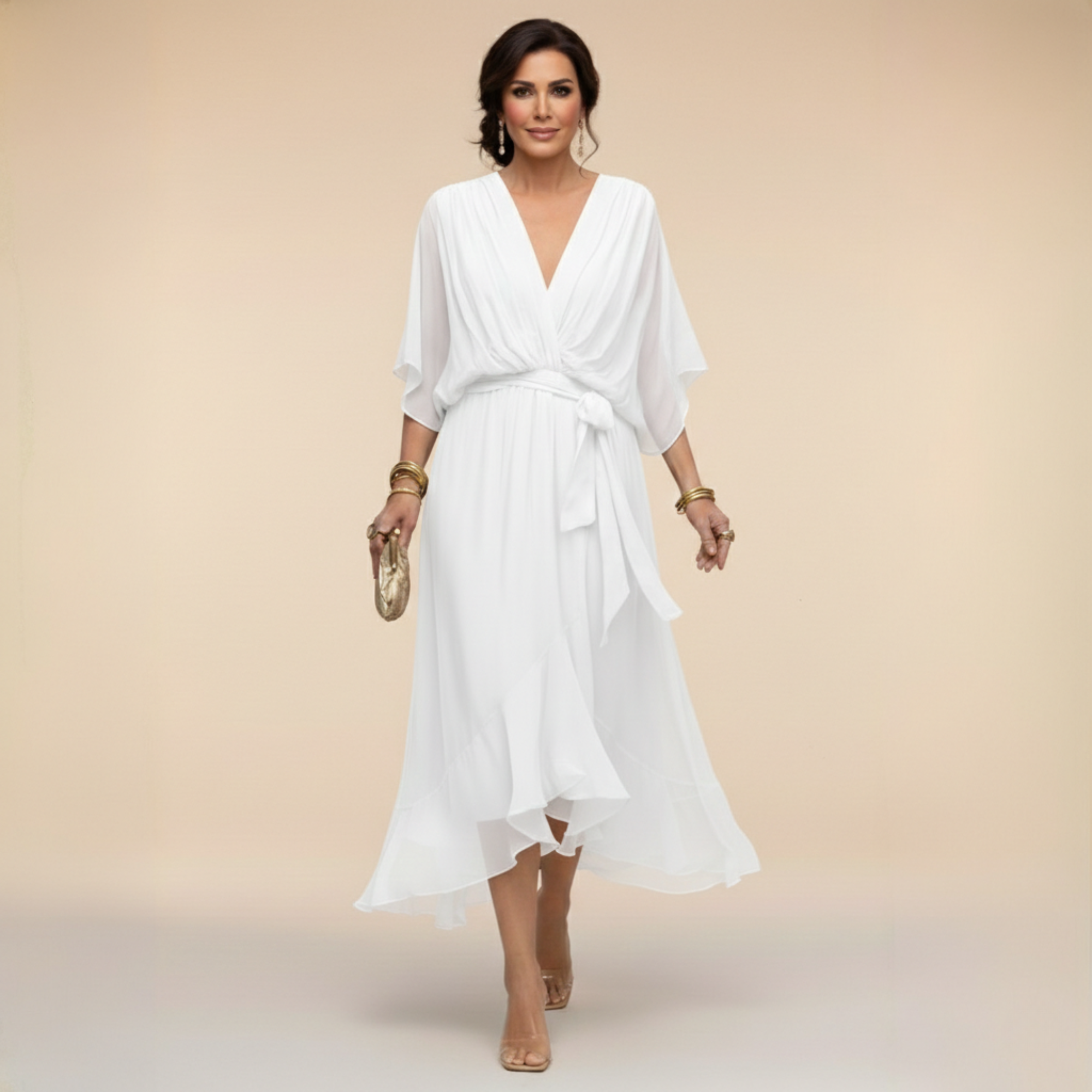 MARTA | Chiffon Dress with Heart-Shaped Neckline