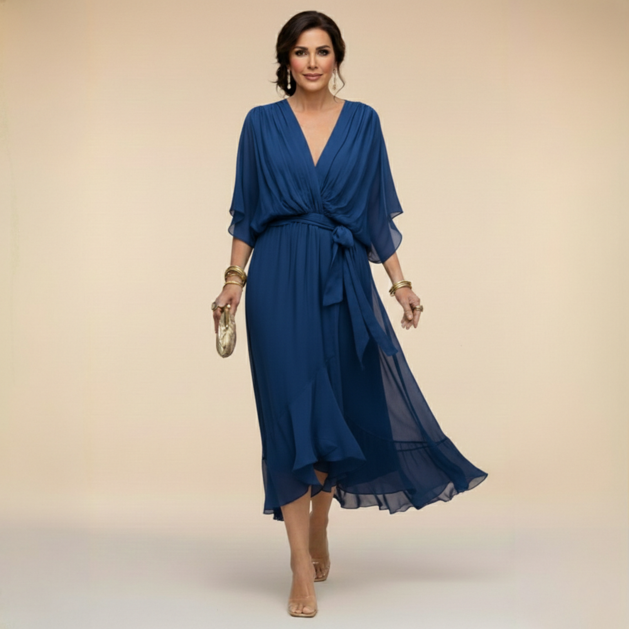 MARTA | Chiffon Dress with Heart-Shaped Neckline