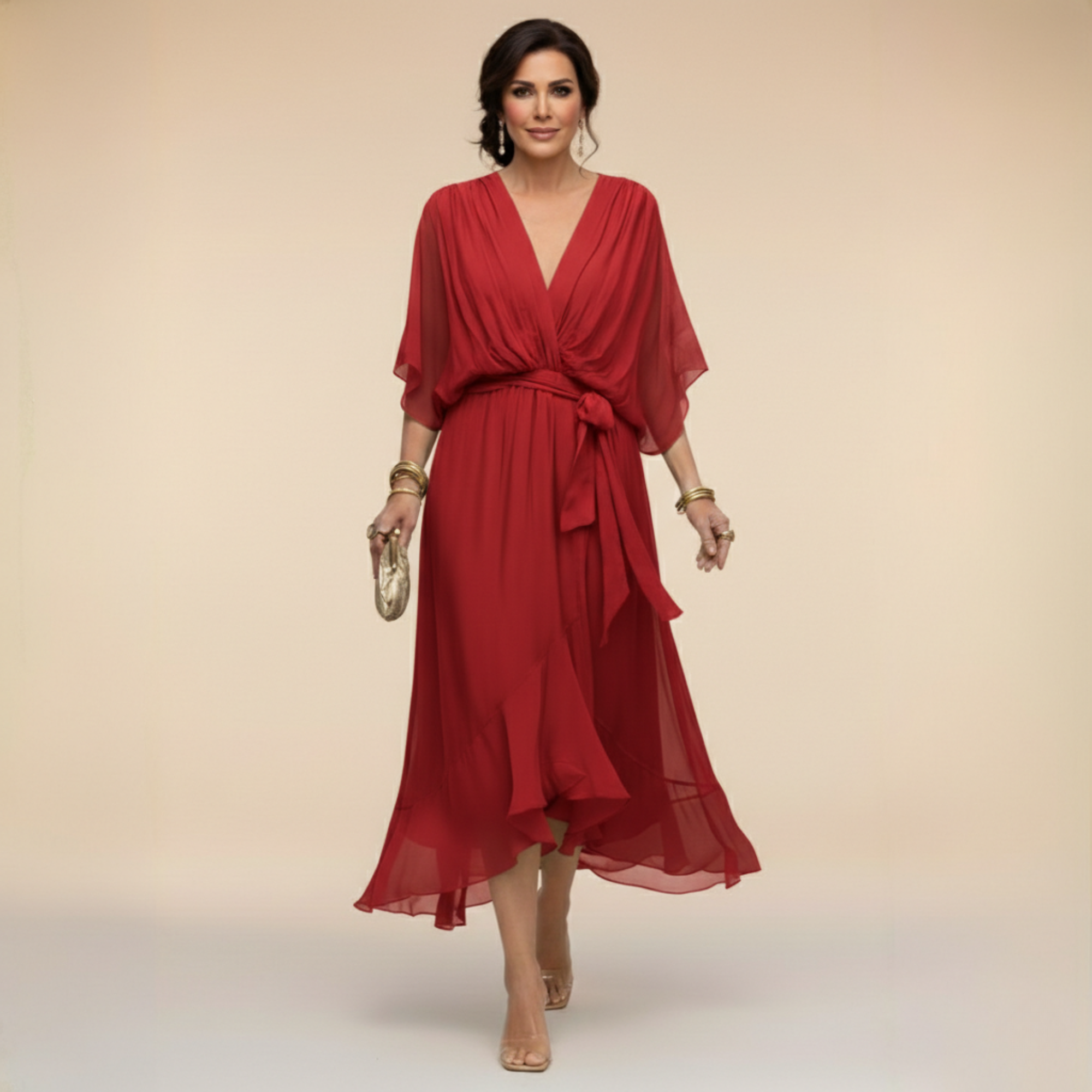 MARTA | Chiffon Dress with Heart-Shaped Neckline