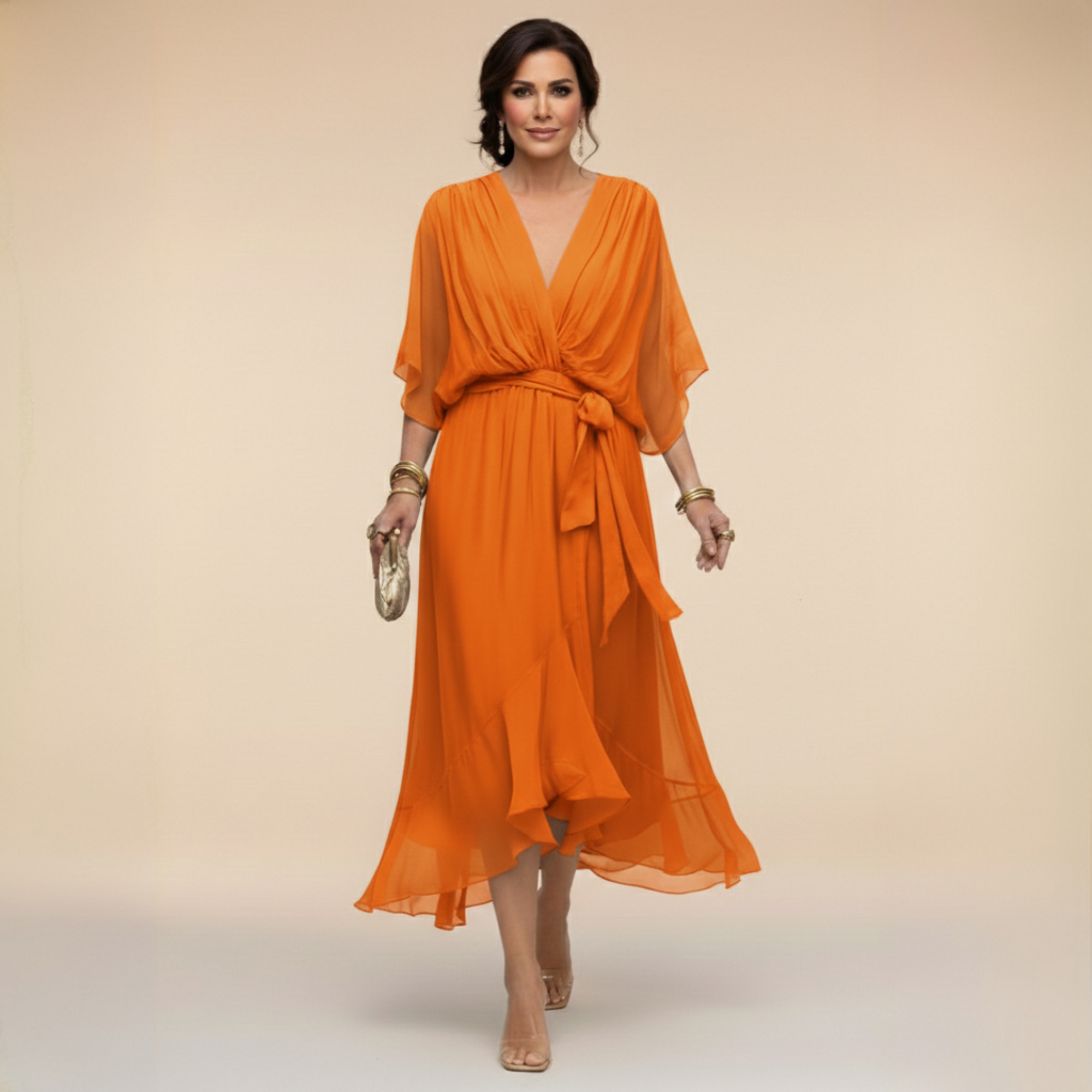 MARTA | Chiffon Dress with Heart-Shaped Neckline