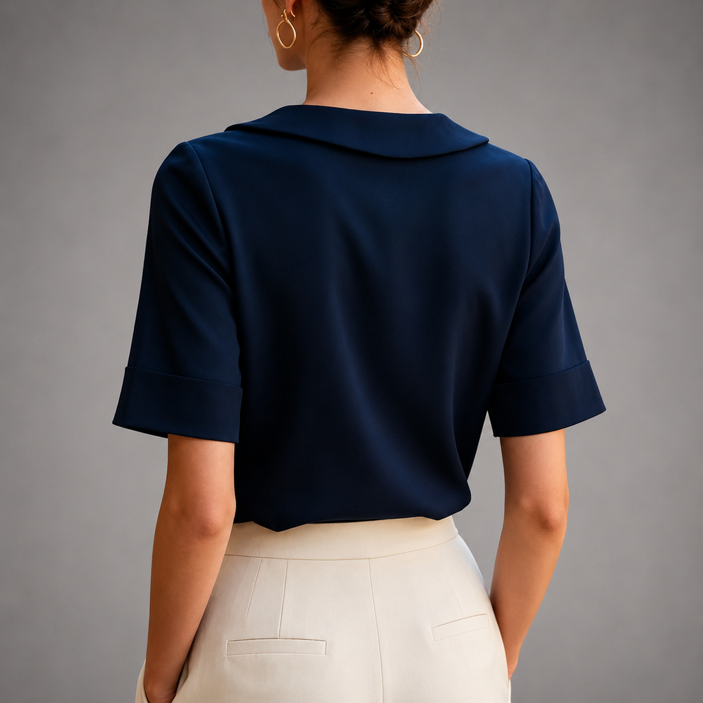 Varsovia Atelier | SZYKOWNA BLUZKA Z OKRĄGŁYM DEKOLTEM
