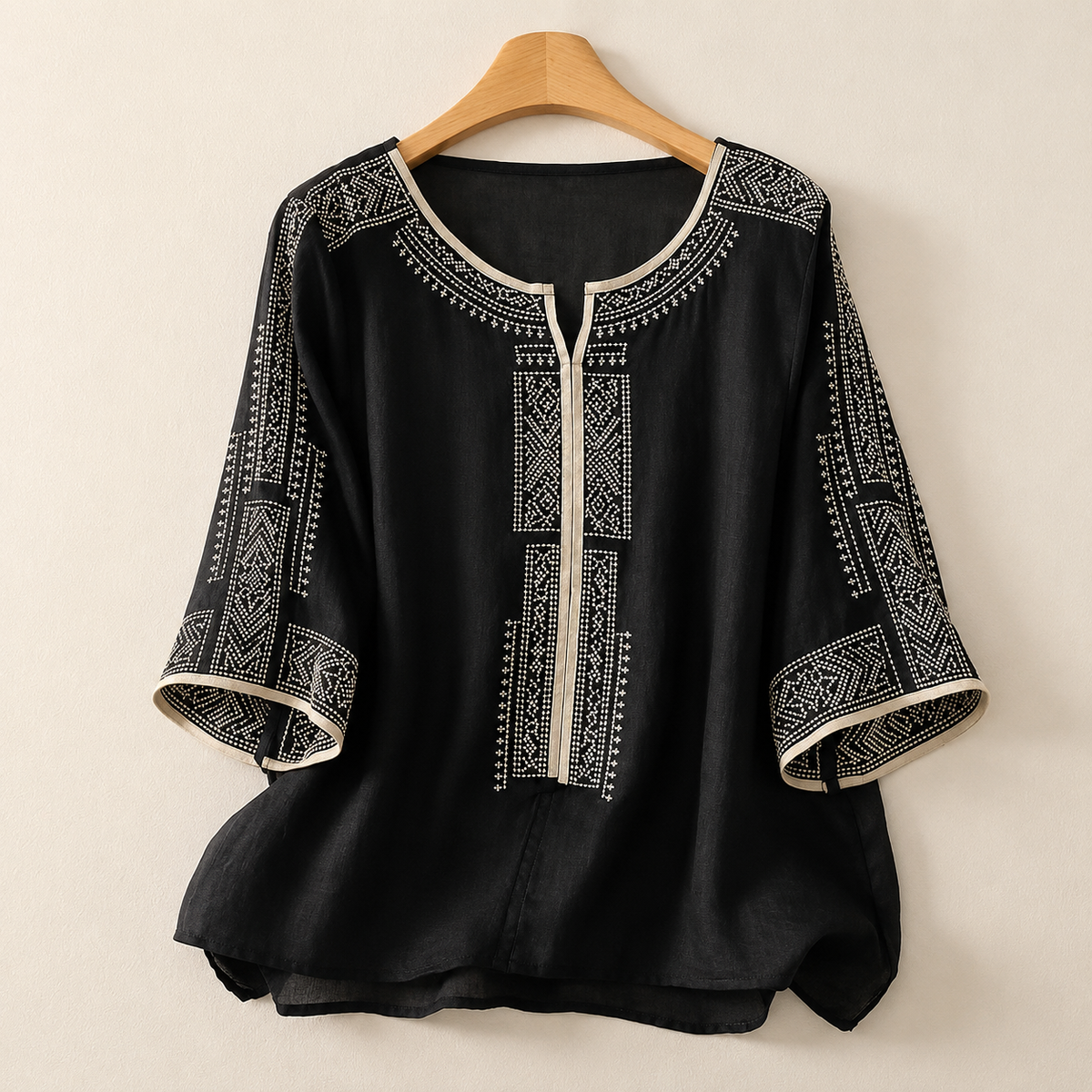 Varsovia Atelier | BLUZKA Z LNU HAFTOWANA