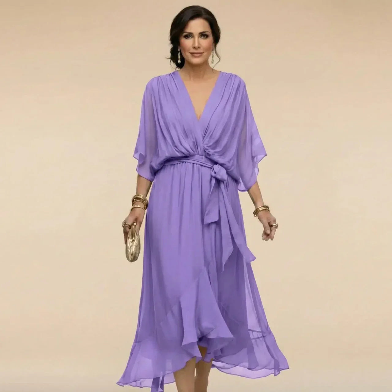 MARTA | Chiffon Dress with Heart-Shaped Neckline