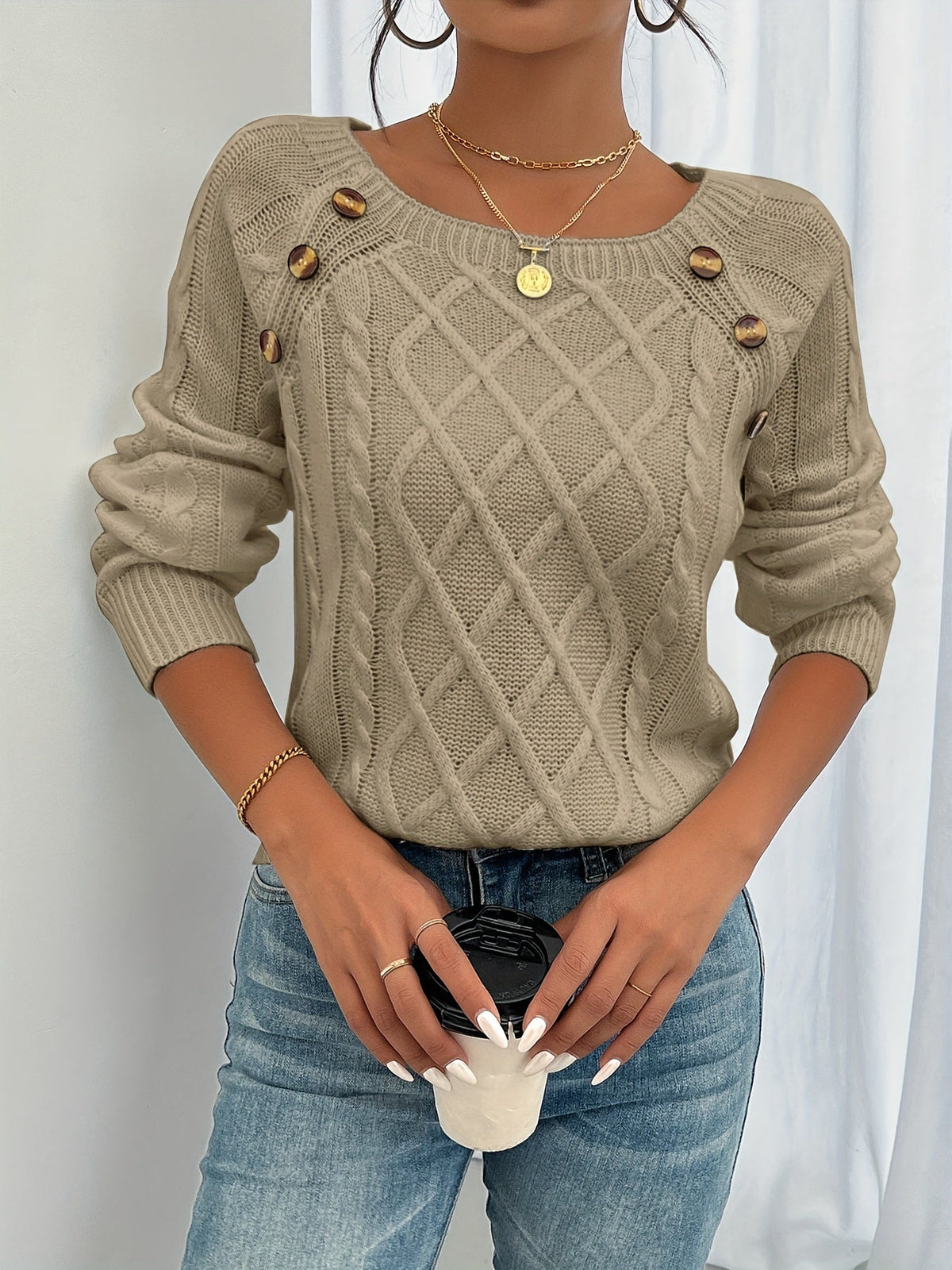 Varsovia Atelier | PULL TEKSTUROWANA Z GUZIKAMI