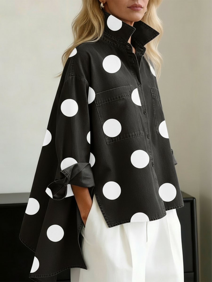 Varsovia Atelier | KOSZULA OVERSIZE W GROSZKI